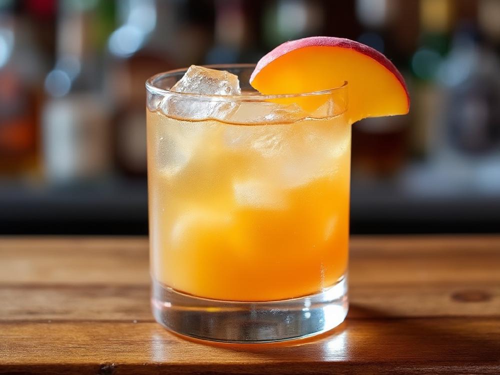 The Abilene Cocktail (cocktail, highball, rum) - The Abilene, with its rum base and fruity sweetness, belongs to the **tropical cocktail** family.  Though its exact origin is unclear, its combination of dark rum, peach nectar, and orange juice likely emerged in the **mid-20th century**, reflecting the growing popularity of tropical cocktails during that era. 