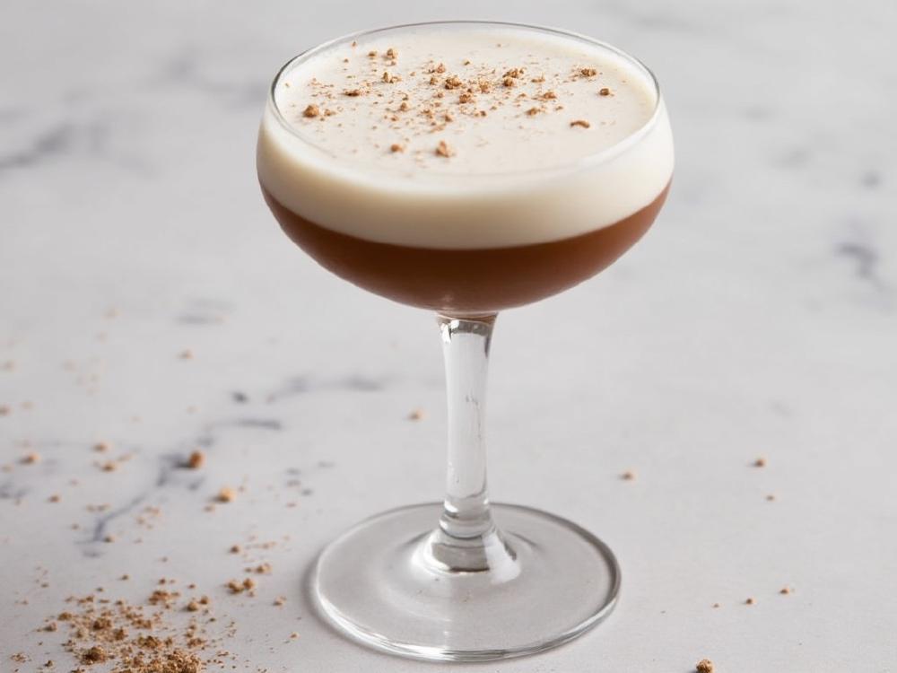 The Almeria Cocktail (cocktail, creme, rum) - Looking for an Espresso Martini recipe without espresso? Try the rich and creamy Almeria Cocktail! Made with 2 oz of dark rum, 1 oz of Kahlua, and an egg white, this delightful drink offers a smooth, coffee-like flavor without the need for espresso. The combination of dark rum and Kahlua brings out deep, bold notes, while the egg white adds a velvety texture that will elevate your cocktail experience. Perfect for those who love the essence of coffee in cocktails but want to skip the caffeine kick. Discover your new favorite espresso martini alternative with the Almeria Cocktail today! 