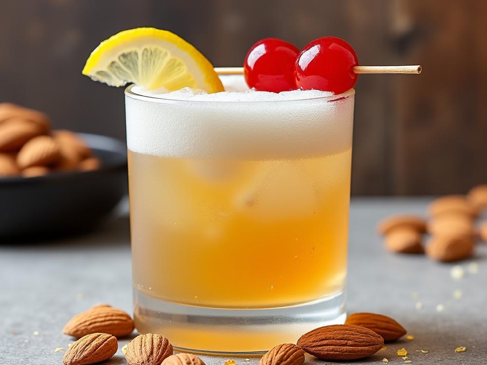 The Amaretto Sour Cocktail (cocktail, sour, bourbon) - The Amaretto Sour belongs to the **sour** family, a classic cocktail category characterized by its tart, sweet, and often frothy texture. Its exact origin is debated, but its roots likely lie in the 19th century, possibly evolving from the Whiskey Sour with the addition of Amaretto. 