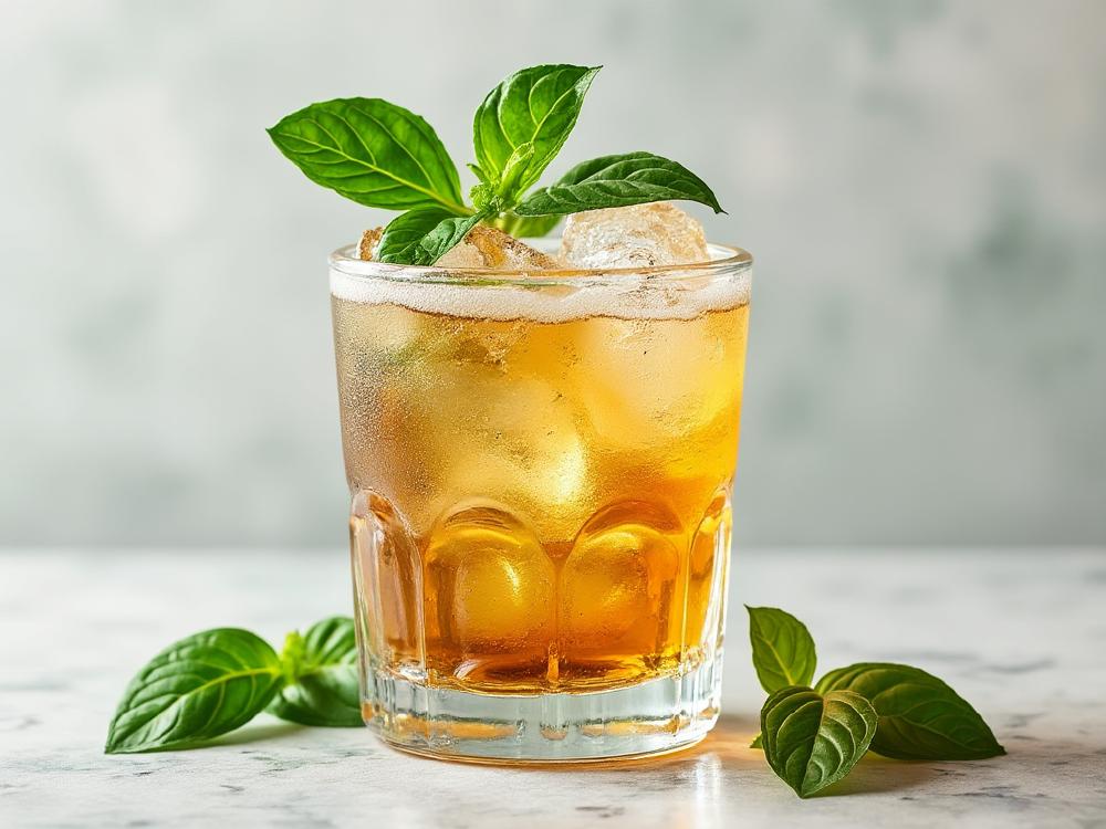 The Basil Julep Cocktail (cocktail, ancestral, whiskey) - The Basil Julep is a twist on the classic Julep, a family of cocktails traditionally made with bourbon, sugar, and mint. This refreshing take on the Julep swaps the bourbon for Irish whiskey and the mint for basil, adding a contemporary flavor profile while staying true to its Southern roots. 