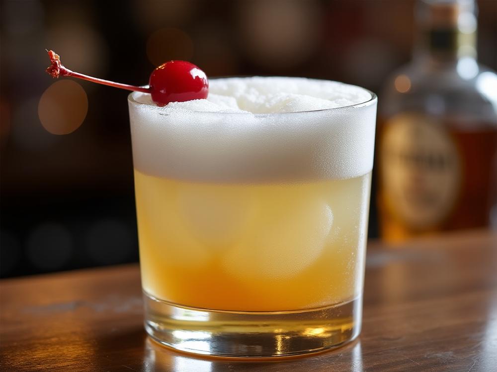 The Boston Sour Cocktail (cocktail, sour, whiskey) - The Boston Sour belongs to the Sour family of cocktails, characterized by their acidic, sweet, and often frothy texture.  Originating in the late 19th century, likely in Boston, this drink combines the sharp tang of lemon with the sweetness of sugar and the richness of whiskey, creating a balanced and refreshing cocktail. 