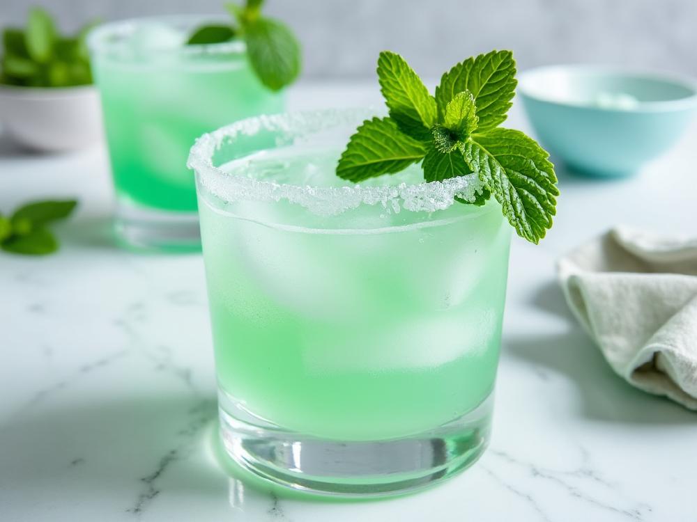 The Frozen Mint Daiquiri Cocktail (cocktail, sour, rum) - The Frozen Mint Daiquiri is a refreshing twist on the classic Daiquiri family, born in the vibrant rum-soaked bars of Cuba. This frozen delight blends the traditional rum, lime, and sugar with the invigorating coolness of fresh mint, creating a perfect summer sipper. 