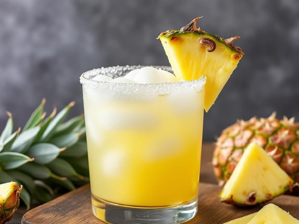 The Frozen Pineapple Daiquiri Cocktail (cocktail, sour, rum) - The Frozen Pineapple Daiquiri is a refreshing twist on the classic Daiquiri family, a rum-based cocktail originating in Cuba.  This tropical take swaps the traditional lime for pineapple, creating a sweet and tangy summer treat perfect for sipping poolside. 