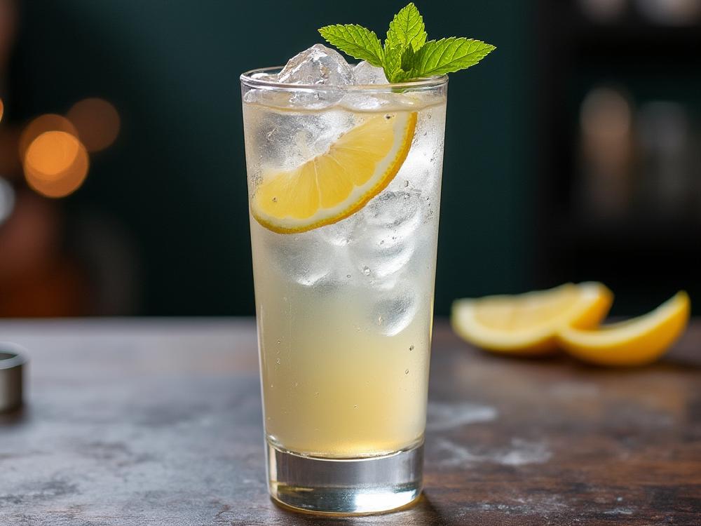 The Gin Sling Cocktail (cocktail, highball, gin) - The Gin Sling is a classic highball, a refreshing and simple cocktail family favored for its tall, chilled form. It's believed to have originated in 18th-century India, where gin was mixed with local ingredients for a thirst-quenching drink. 