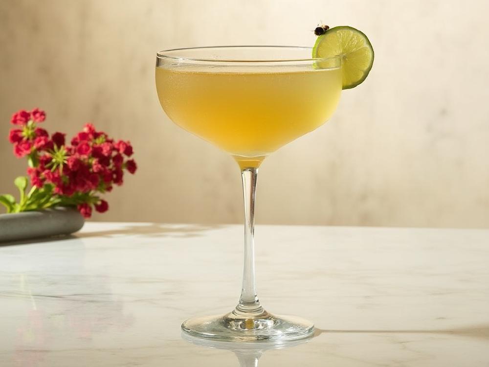 The Honey Bee Cocktail (cocktail, sour, rum) - The Honey Bee is a member of the Sour family, a classic cocktail style featuring a base spirit, citrus juice, and a sweetener. Its origins are likely rooted in the Caribbean, where rum, honey, and citrus fruits are readily available.  