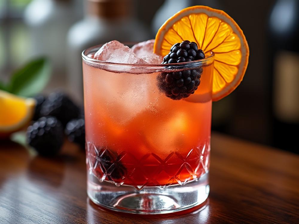 The Hunters Moon Cocktail (cocktail, sour, gin) - The Hunter's Moon is a unique twist on the classic Sour family, incorporating the fruitiness of blackberries and a touch of maraschino. Its origins are likely modern, blending elements of classic cocktails with contemporary flavor profiles. 