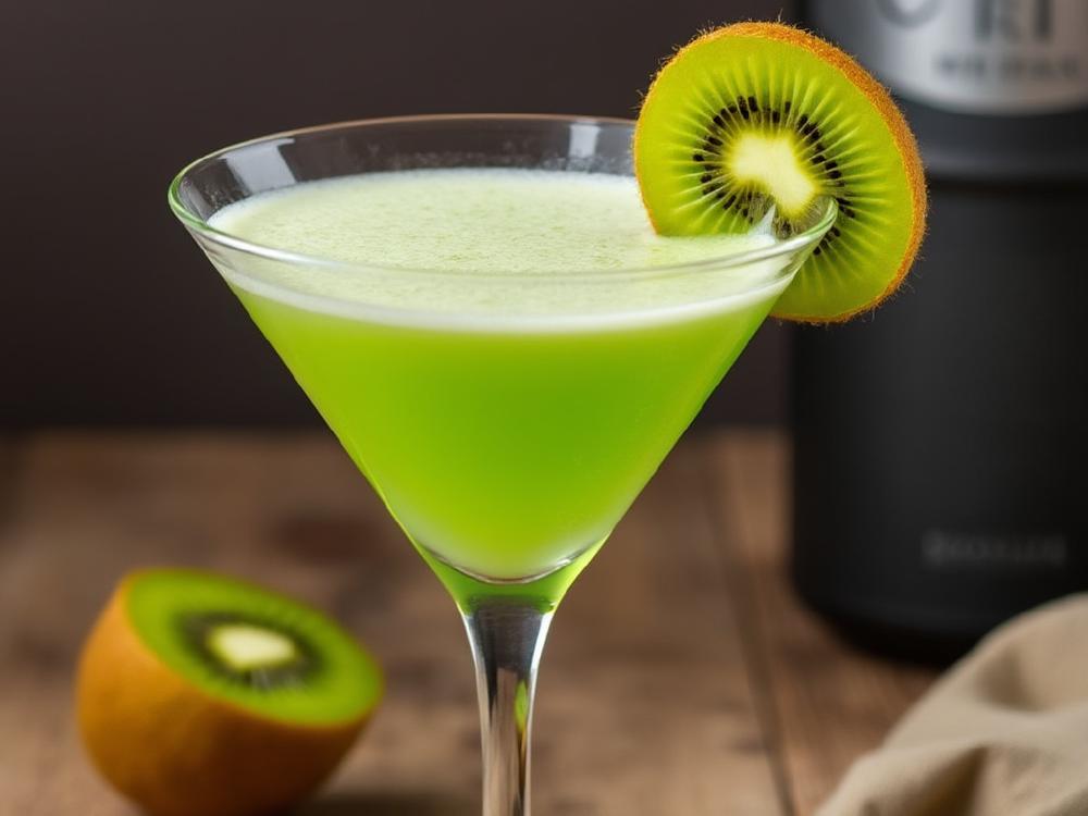 The Kiwi Martini Cocktail (cocktail, martini, vodka) - The Kiwi Martini, a refreshing twist on the classic Martini, belongs to the **Fruit Martini** family. While its exact origin is unclear, it likely emerged in the late 20th century as a contemporary interpretation of the Martini, incorporating the bright flavors of kiwi. 