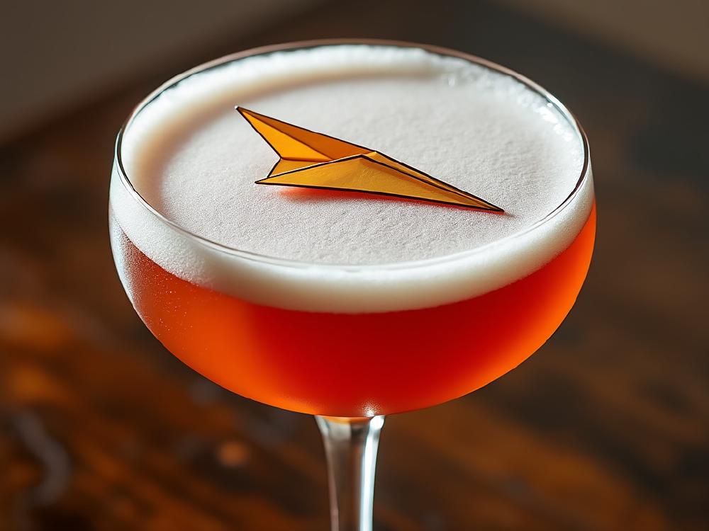 The Paper Plane Cocktail (cocktail, sour, bourbon) - The Paper Plane, a harmonious blend of bourbon, amaro, Aperol, and lemon juice, belongs to the sour family of cocktails.  This modern classic, created by Sam Ross in 2007, is a riff on the classic Whiskey Sour, featuring the bitter complexity of amaro and Aperol. 