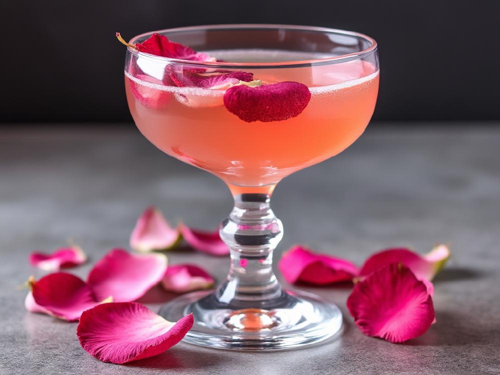 The Rose Cocktail (cocktail, sour, gin) - The Rose is a classic, pre-Prohibition era cocktail, belonging to the Sour family. Its origins likely trace back to the late 19th or early 20th century, a time when sweet, fruity cocktails were popular.  