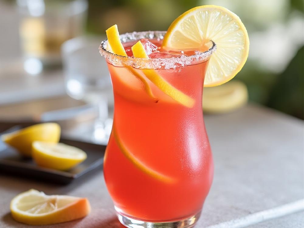 The Rum Runner Punch (cocktail, punch, rum) - The Rum Runner is a vibrant tropical cocktail, a descendant of the classic Rum Punch family. Originating in the 1950s, it hails from the Caribbean, where its mix of rum, fruit juices, and brandy perfectly captures the island's spirit. 