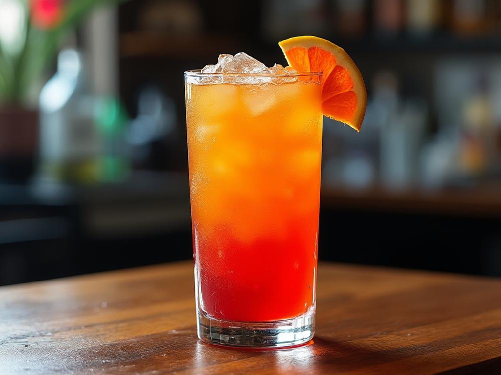 The Space Odyssey Cocktail (cocktail, highball, rum) - The Space Odyssey is a tropical cocktail, drawing heavily on the classic Rum Runner family. Its sweet, fruity profile likely emerged in the 1970s, when tropical cocktails gained popularity, reflecting the space race era's fascination with the unknown. 