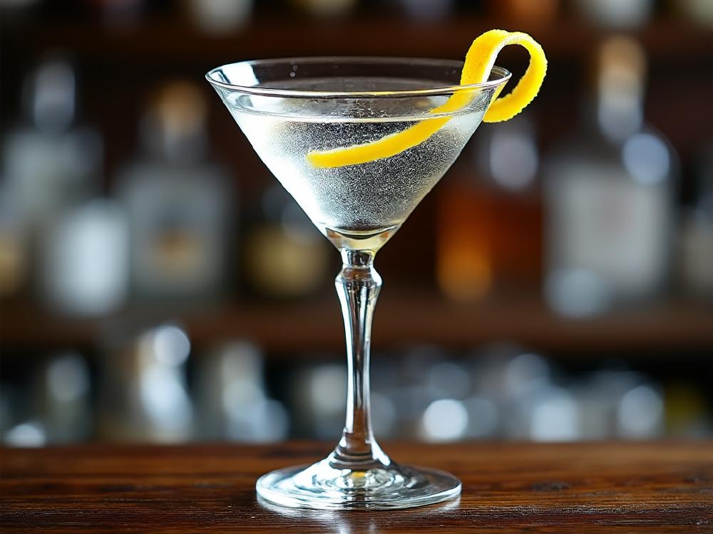 The Vesper Cocktail (cocktail, martini, gin) - The Vesper, a sophisticated blend of gin, vodka, and Lillet Blanc, is a classic Martini variation.  Created by Ian Fleming for his fictional spy James Bond, the Vesper's dry, herbaceous profile with a touch of sweetness reflects the character's refined tastes. 