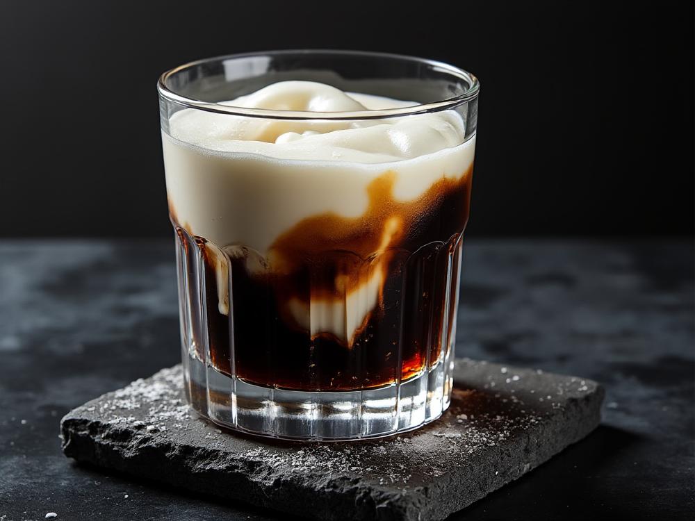 The White Russian Cocktail (cocktail, , vodka) - The White Russian, a creamy and decadent concoction, belongs to the Coffee Cocktail family.  Born in the 1940s, likely in Belgium, it is a close cousin to the Black Russian, differing only by the addition of cream.  